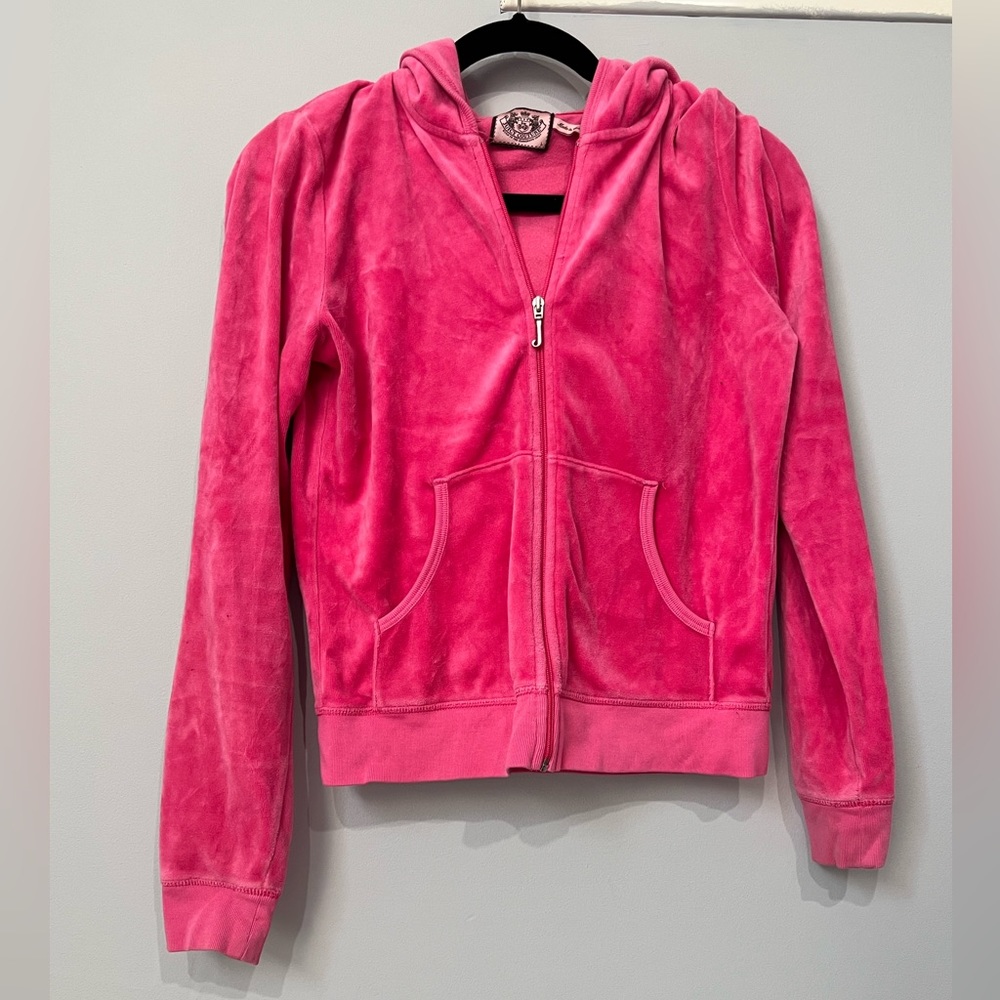 Juicy Couture Pink Velour Pink Zip Up Sweatshirt Large